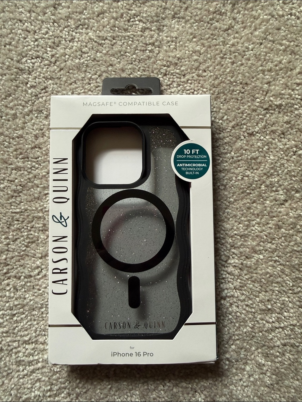 iPhone 16 Pro MagSafe Compatible Case — Black Glitter